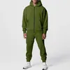 Herren-Trainingsanzüge 23 Frühling und Herbst, verdickter, einfarbiger Doppeltaschen-Hoodie, schmale Jogginghose, Freizeitanzug