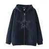 メンズフーディーズY2K for Women's Fall Dark Wind Wind Wind Hip Hop Goth Five Pointed Starジッパーフーダースウェットシャツフォークアスレチー