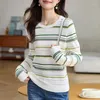 Damenpullover, koreanischer japanischer Stil, gestreift, süßer Mädchen-Chic-Herbst-Strickpullover, Hemden, modische Damen-Frühlings-Casual-Pullover
