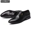 Luckman Mens Dress Sapatos de couro PU MODOS DE MONOS DE NEGÓCIOS DE NEGÓCIOS PONTO BLACK OXFORD CASAMENTO formal respirável 231227