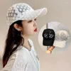 Ball Caps Women Lace Breathable Cap Small Flower Mesh Baseball Hollow Floral Hat Summer Sun Protection Visor White
