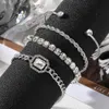 IPARAM 4 Delige Set Luxe Armbanden voor Vrouwen Crystal Shiny Verstelbare Opening Chain Punk Bangle Mode-sieraden 231226