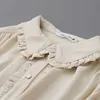 Femmes Elegant Blouse Lolita Migne Ruffles Shirt Vintage Long Manche Long