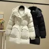 Veste en coton, veste en coton, mi-longueur pour femme, nouvelle collection hiver 2023, ceinture de vente chaude, doudoune amincissante avec veste en coton et