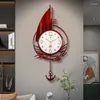 Relógios de parede criativo vela relógio sala de estar casa moda leme tipo net luz vermelha decoração de luxo pendurado