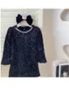 Girl Dresses Retail Winter Sequined Fleece Dress Girls Princess Elegant Party Clothes 2-7T