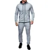 Homens agasalho esporte 2 pçs conjunto casual jaqueta calças jogging treinador atlético sólido algodão terno runing wear masculino esporte terno 231226