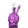 Groothandel kleurrijke 3D Skull Hookah Bubbler Heady Glass Oil Dab Rigs Bongs Tabakspijpen Filter PERC Was Water Pijpaccessoires met 14 mm Downstem Smoking Bowl