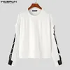 INCERUN Tops 2023 Korean Style Men s Black White Contrast Color Lace T shirts Casual Streetwear Loose O Neck Camiseta S 5XL 231227