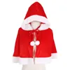 Foulards Kid Adulte Velours Rouge Noël Santa Cape Costume Miss Col De Fourrure Court Cape Châle Avec Chapeau De Noël À Capuchon Dropship