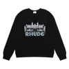 メンズパーカースウェットシャツメンズニッチファッションrhudehoodiesカジノHDキャッスルプリント高グラムウェイトコットンテリーラウンドネックセーター女性YDXN