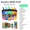 Original Randm Supbliss Bingo 8000 Puffs Vape desechable 650 mAh Batería recargable Tipo-C Taza de té con leche Bobina de malla E Cigarrillo 0% 2% 3% 5% Vaporizador VS Klux