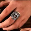 Cluster Rings Gothic Fallen Angel Casting Jesus Stainless Steel Cross Ring Men Punk Retro Wing Jewelry Gift Size 7-13 Drop Delivery Dhujg