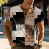 T-shirt da uomo T-shirt stampata All'aperto Bottone retrò Manica corta ampia Modello temperamento semplice Camicia quotidiana per il fine settimana Ropa Para Hombre