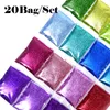 20bag/200g Shiny Fine Nail Glitter Powder Chunky Pigments Decoration for DIY Manicure Accessories Nail Supplies for Professional 231227