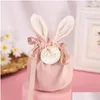 Party Favor Easter Cute Bunny Gift Packing Bags Veet Valentines Day Rabbit Chocolate Candy Wedding Birthday Jewelry Organizer Drop