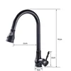 Torneiras de cozinha Vidric Modern Pull Down Spout Torneira Misturada de Torneira Misturada Mistor de Pulverizador de Fluxo Black Taps