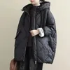 Trench da donna 2023 Cappotto invernale Coreano Sciolto da donna Lungo spesso Parka Lettere Stampa Warm Down Cotton Cocoon Tipo Giacche in pile con cappuccio