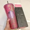 24 oz de canecas rosa palha xícara de água de camada dupla rótulo de estrela Durian Cup