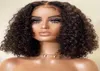 360 150 Short Bob Curly Human Hair Wigs for Black Women Brazilian Remy 13x1 T Part Water Deep Wave Lace Frontal Wig with Baby Hai2339020