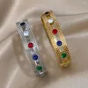 Bracelet Dodohao tendance couleur or incrusté pierre cristal zircon acier inoxydable bracelets pour femme déclaration accessoires géométriques