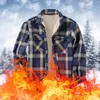 Men's Jackets Clothing Mens Long Sleeve Coat Formal Men Plaid Print Breasted Turn-Down Collar Single Jacket H Winter Hooded