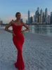 Casual Dresses Elegant Red 3D Flower Spaghetti Strap Maxi Dress Women Sexig rygglös ärmlös Bodycon Long Robes Fashion Evening Party