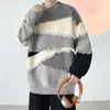 Maglioni da uomo maglione pullover lavorato a maglia invernale stile retrò coreano abbinato a frange di colore streetwear casual allentato