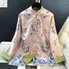 Giubbotti da donna Donna Casual Migliorata Stile cinese Retro Bottone Cappotto di moda Donna 2023 Primavera Edizione coreana Top ricamato rosa