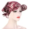 Hüte mit breiter Krempe, Bandana, Turban, quadratischer Schal, Blumendruck, Krawatte, Knoten hinten, Baumwolle, Baseballkappe, Damen, Kopftuch, Outdoor, Sonnenblende, Hut, verstellbar