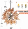 Декоративная люстра из коричневого бутона диаметром 66,04 см, современная люстра из дутого стекла ручной работы, подходит для спальни, столовой, гостиной, украшения дома