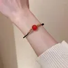 Collane con ciondolo Collana da donna alla moda dolce ed elegante retrò con sfera di gemme geometriche a forma di fagiolo rosso semplice Giappone e Corea del Sud