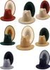 Whole Unisex Two Tone Floppy Flat Wide Brim Wool Felt Cowboy Dress Fedora Hats for Men Women Vintage Party Jazz Cap2801406