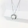 Solide 925 Silver Silver Meteor Garden Moon Star Pendant Collier 2 85grams J190711269R