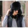 Winter Men's 100% Real Silver Fox Fur Bomber Hat Raccoon Fur Ushanka Cap Trapper Russian Man Ski Hats Caps Real Leather 231227