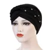 Ball Caps Womens Large Elastic Solid Color Comfortable Flat Hat Single Stud Bead Strip Teacup Headband