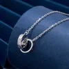 designer pendant necklaces Kajia S925 sterling silver plated 18K gold necklace simple double ring pendant collar chain