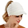 Boll Caps Kvinnor Sticked Wool Baseball Cap Open Top Hat Warm Ear Protection Ski Running Sports