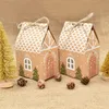 5/10 pieces of Christmas house shaped candy box gift bag Christmas DIY cookies candy packaging box party decoration Christmas tree pendant 231227