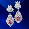 Valuable Pink Moissanite Diamond Dangle Earring Real 925 Sterling Silver Wedding Drop Earrings for Women Anniversary Jewelry