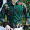 Männer Casual Hemden Mode Marke Handgemalte Kreative Splash-tinte Geometrische Gedruckt Hemd Langarm Männer Schlank Hübsches Bügeln