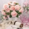 25pcs/box Artificial Flowers Fake Rose Flower w/Stem for DIY Wedding Bouquets for Bride Centerpieces Bridal Shower Party Home Room Decorations