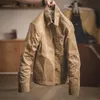 Jaqueta de cera de óleo cáqui vintage com ferramentas, casaco duro, roupa masculina