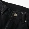 Frühling Hip Hop Jugend Skinny Zipper Denim Abgenutzte Plus Size Faltenjeans Zerrissener Mann Amiryes Schwarz