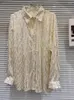 Women's Blouses HIGH STREET Est 2024 Designer Blouse Sequin Fringe Long Sleeved Gauze Shirt