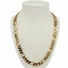 Mäns 10mm italiensk Figaro Link Chain Necklace 14K Guldpläterad 24 329w