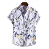 Men's Casual Shirts 2024 Vintage Floral Print Button Up Hawaiian Men Fashion Slim Short Sleeve Beach Holiday Tops For