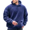 Herren Hoodies Plain Fluffy Hoodie Herbst Winter Warm Fuzzy Plüsch Wolle Fleece Pullover Sportliche Oberbekleidung Sudaderas