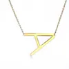 Nuovo minimalista oro rosa oro argento colore 26 A-Z lettera nome collane iniziali per le donne collana lunga con pendente grande lettera12053