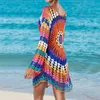 Portez des chemisiers à crochet sexy, couverte les vêtements de plage d'été, à manches longues tricot Bohemian kimono tunic dames tops women maillot de bain